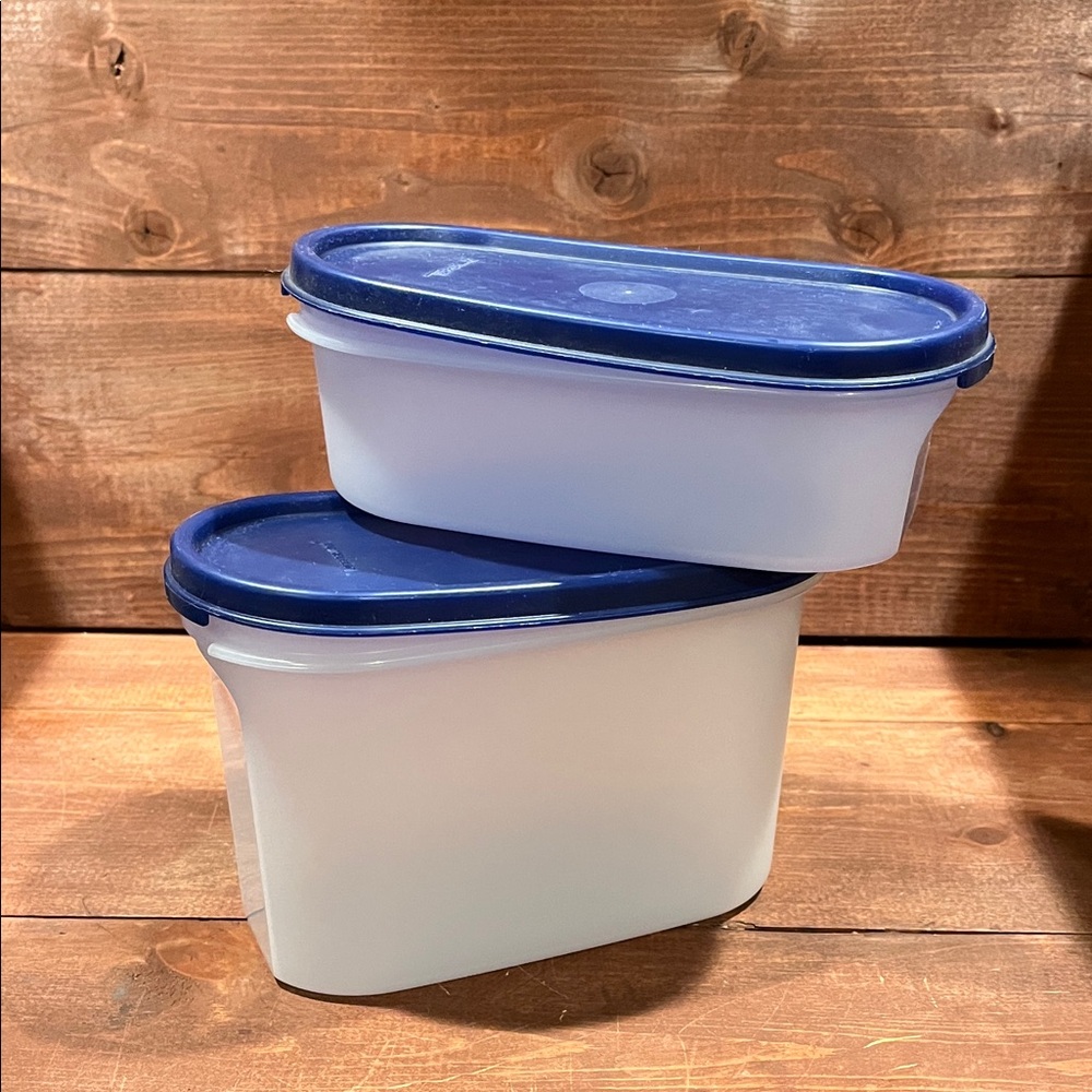 Tupperware Blue and White Kitchen Storage Containers
